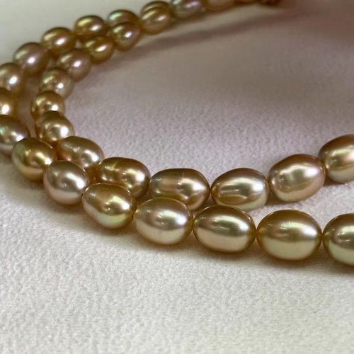 野生无核keshi金珠项链5-8mm极光南洋金珠滑皮珍珠项链异形规则