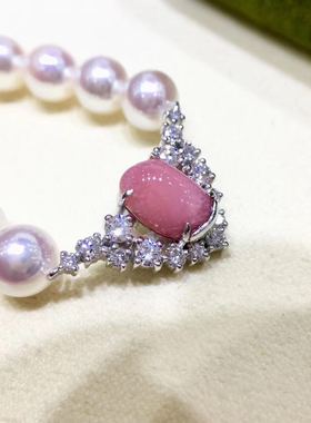 白金钻石天然火焰纹项链