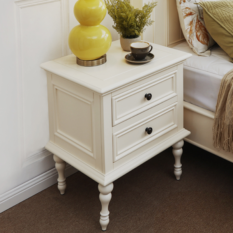 慕盛家具白色美式床头柜储物柜