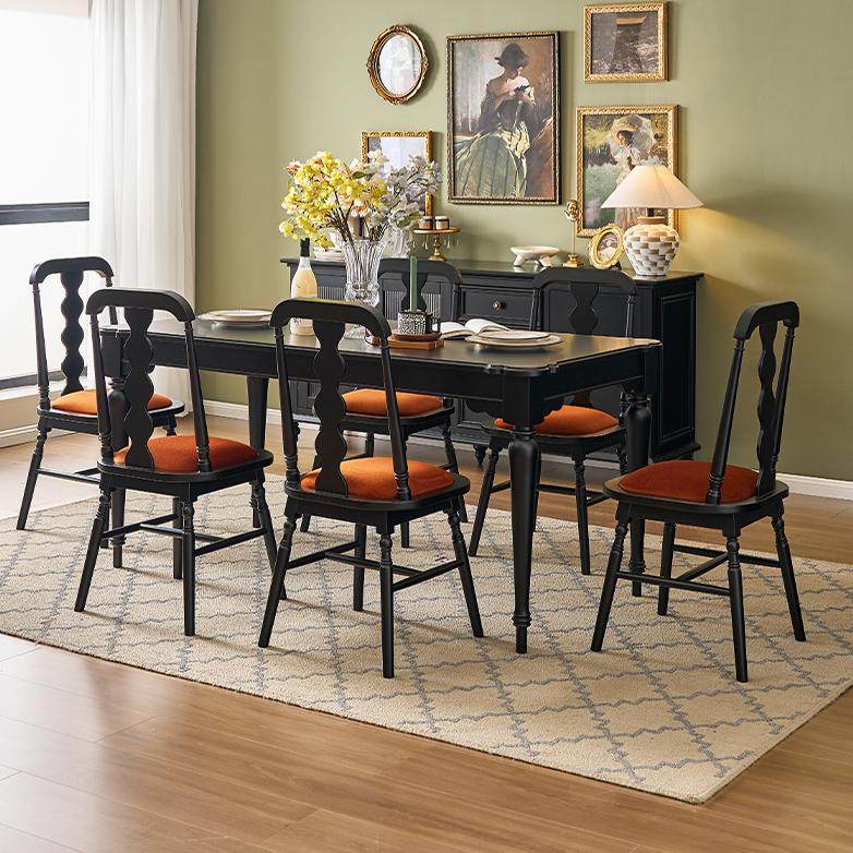 法式实木餐桌小户型家用美式轻奢简约2024新款中古风长方形饭桌子,住宅家具,实木餐桌,淘宝优惠券,粉丝福利购,淘宝优惠卷