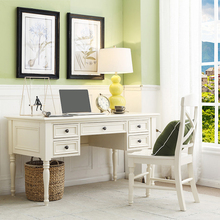 慕盛家具美式实木书桌椅组合白色简约现代学生家用办公电脑桌