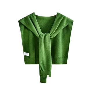 绿色披肩外搭女2025新款衬衣粉色针织韩版搭肩裙子小坎肩交叉薄款