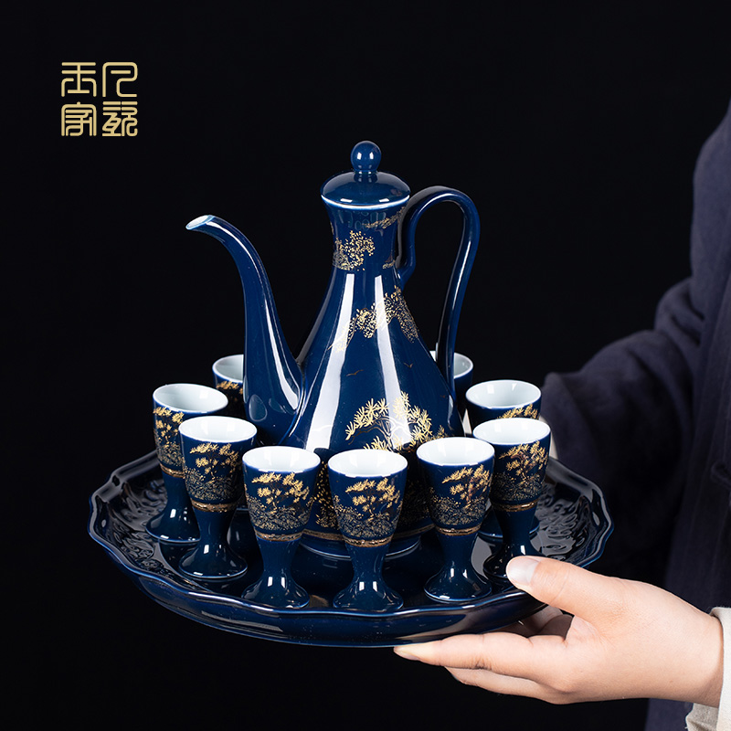 传统中式陶瓷酒具套装礼盒包装