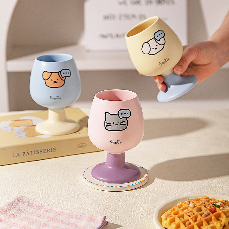 摩登主妇陶瓷马克杯漂亮杯子咖啡杯高脚杯家用喝水杯可爱甜品酒杯