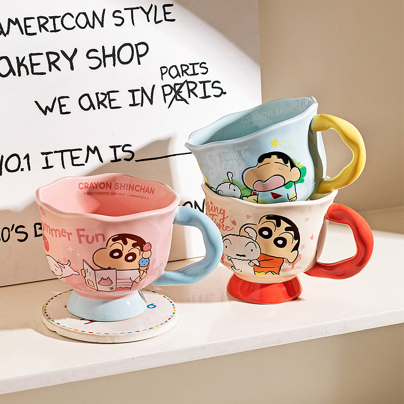 摩登主妇蜡笔小新陶瓷马克杯冲泡杯咖啡杯子家用水杯早餐杯高脚杯,餐饮具,马克杯,淘宝优惠券,粉丝福利购,淘宝优惠卷