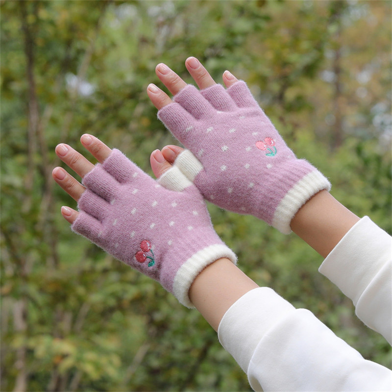 冬季手套女秋冬保暖毛线分指韩版可爱朋友半指触屏写字露指手套女,服饰配件/皮带/帽子/围巾,手套,淘宝优惠券,粉丝福利购,淘宝优惠卷