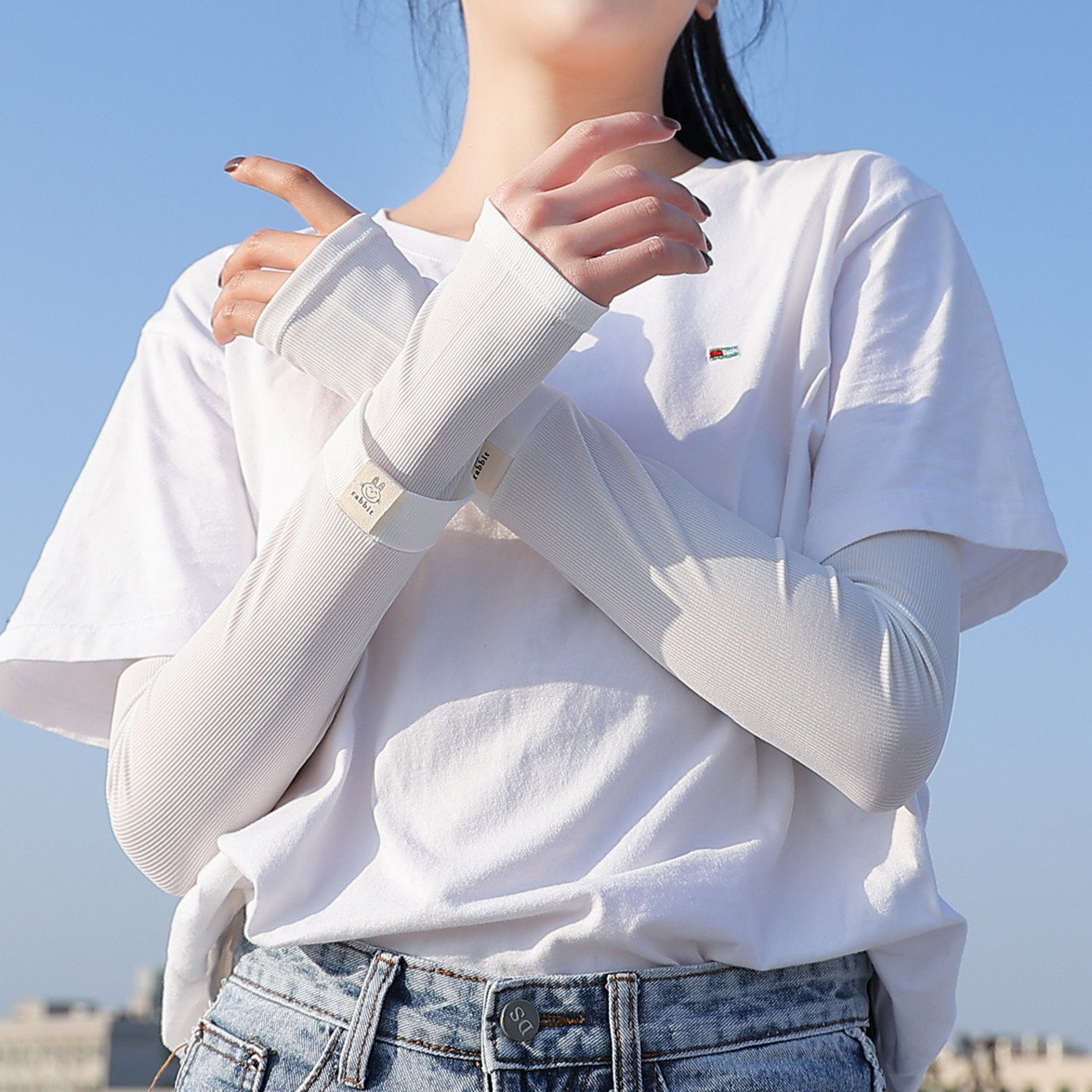 SUNSCREEN ICE SLEEVE WOMENS GLOVES BUNNY STANDARD SLEEVE ICE SILK THIN ANTI-ULTRAVIOLET ARM GUARDS SUMMER DRIVING MENS INS