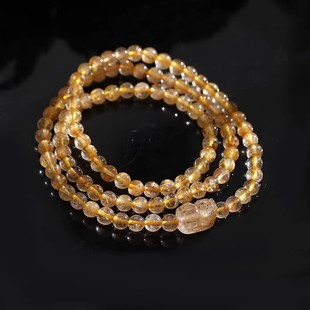 灵机麦玲玲金发晶貔貅手链串女3圈多水晶招财黄水晶叠戴