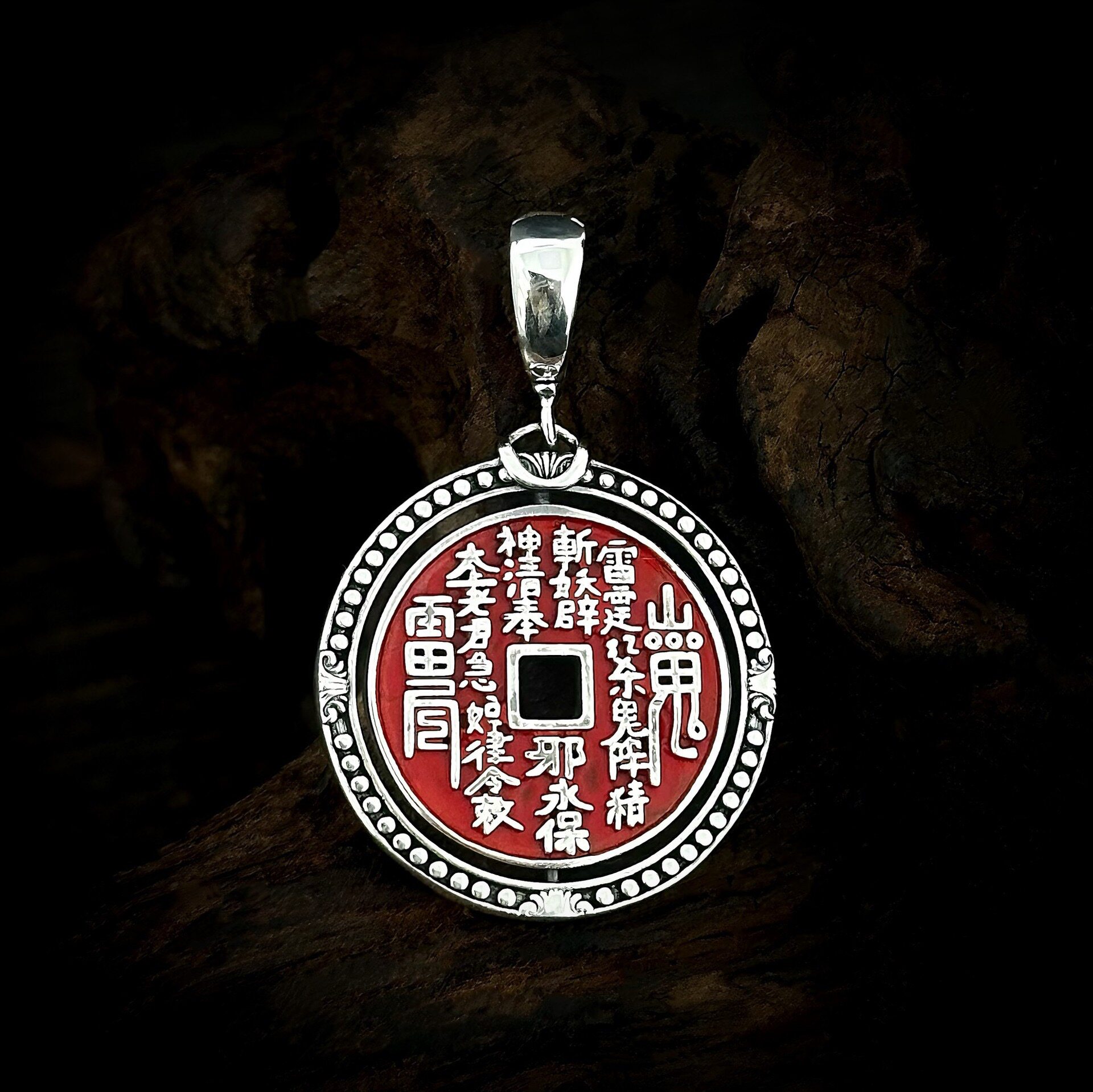 S925纯银山鬼八卦吊坠国潮项链