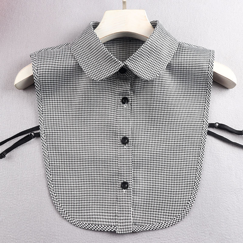 新款千鸟格假领子衬衫时尚潮流