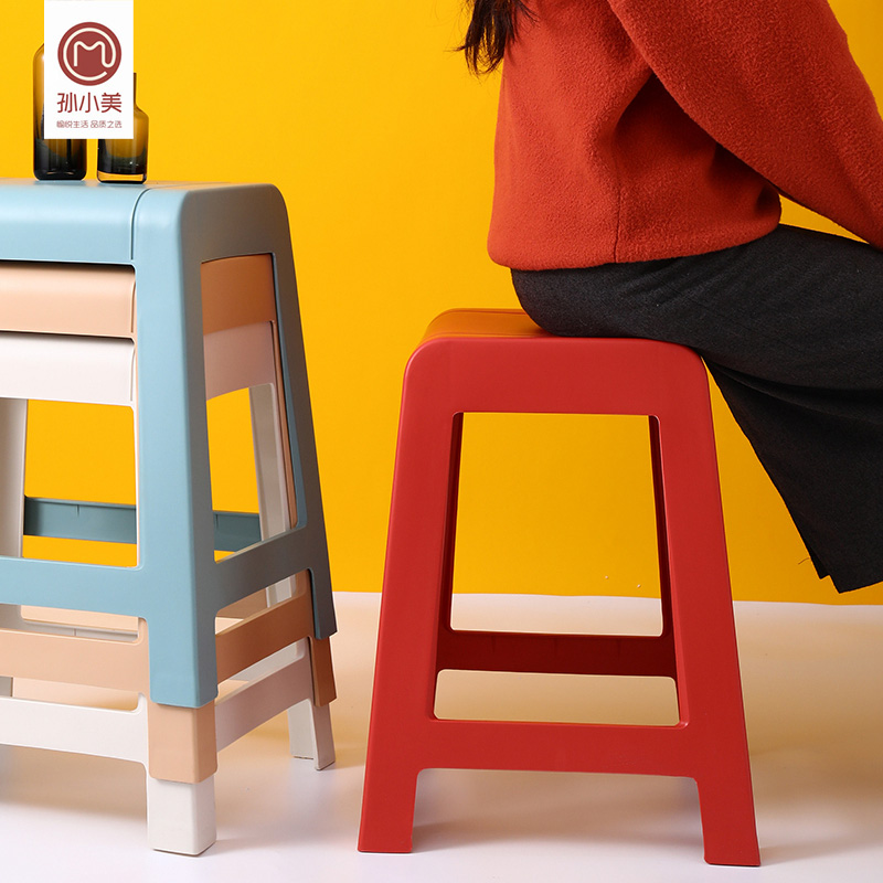 孙小美加厚塑料凳子家用可叠放椅子现代简约矮凳可摞叠特厚高胶凳-封面