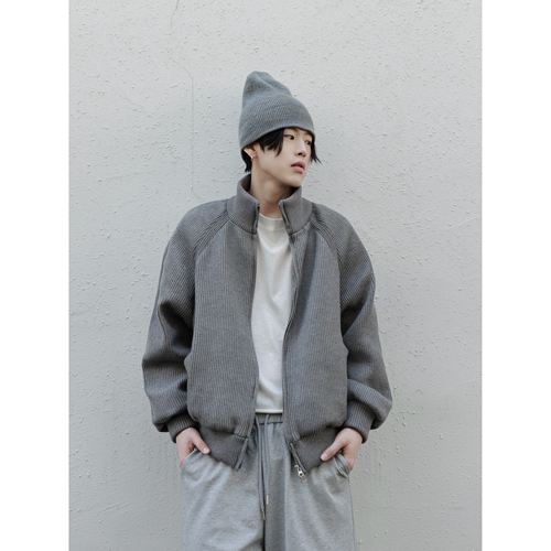 Kid The1One 美式复古宽松保暖加厚90白鸭绒开衫针织毛衣外套秋冬