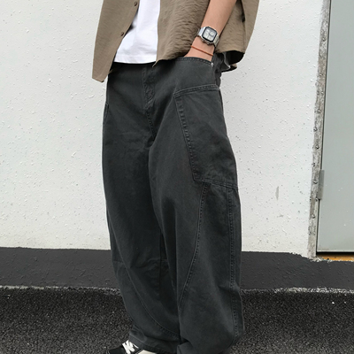 复古日系伐木裤直筒宽松休闲裤