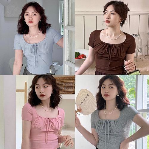 短袖简约夏季修身T恤棉女