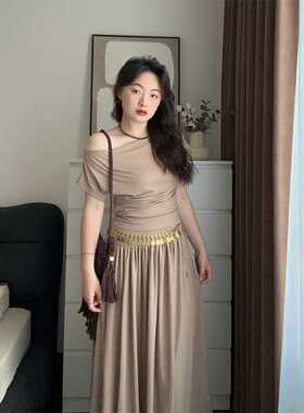 Something叁熏 显瘦气质针织棉上衣夏季慵懒半身裙套装