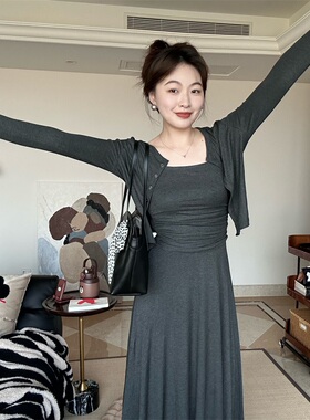 Something叁熏  显瘦气质修身吊带背心半裙罩衫休闲套装