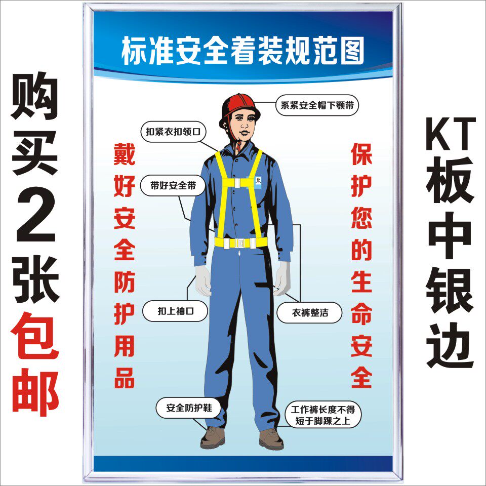 标准安全着装规范图工地车间标语标识牌制度牌工厂宣传海报墙贴KT