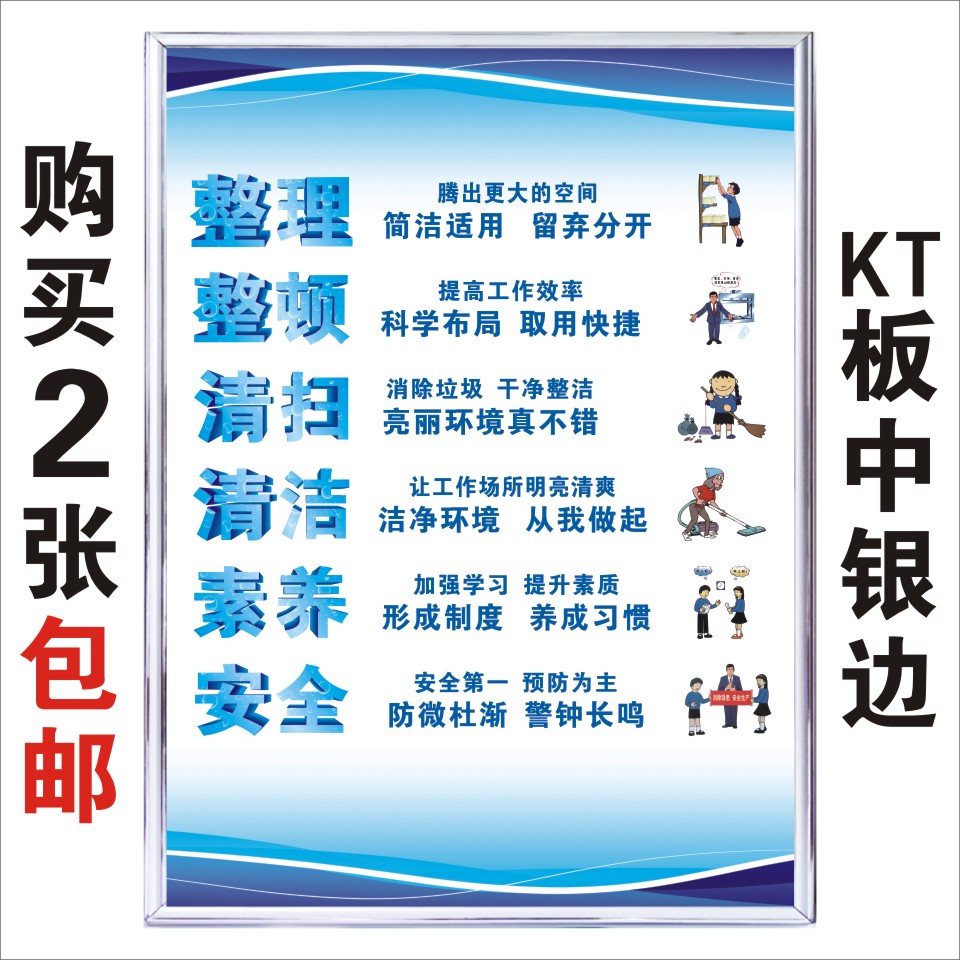 6S活动工厂车间整理整顿清扫清洁素养安全节约宣传标语KT板挂图牌