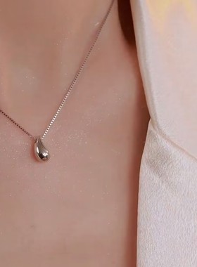 小众设计银色水滴项链女