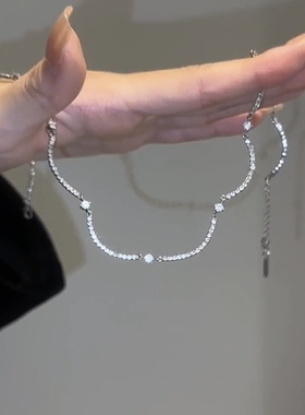 甜美星光熠熠满钻弧形项链女