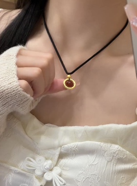 轻奢相思豆平安扣项链女