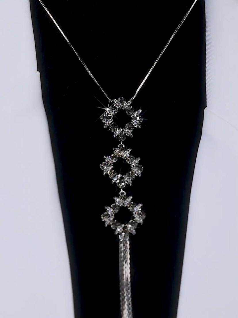 复古镶钻长款菱形毛衣链项链女轻奢复古秋冬配饰时尚百搭衣服挂件