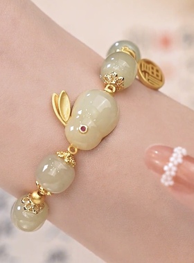 玉兔逐月手链手串女生小众设计感