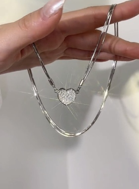 小众设计爱心磁吸项链女