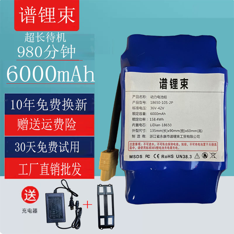 电动平衡车电池锂电瓶36v42v通用阿尔郎双轮儿童扭扭车大容量6000