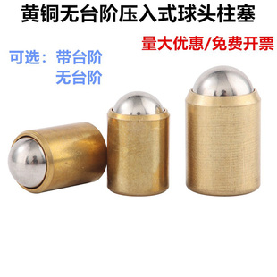 黄铜无台阶压入式球头柱塞碰珠光身定位弹珠波珠螺丝弹性压力销