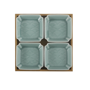 青瓷味碟陶瓷小碟竹木分格干果盘客厅家用坚果瓜子零食糖果收纳盒