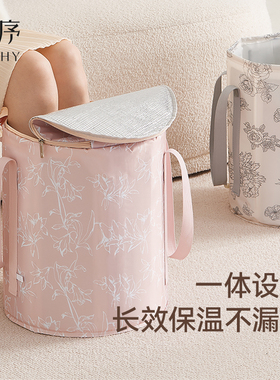 里序泡脚桶家用高深洗脚盆养生神器可折叠便携式保温足浴桶女士