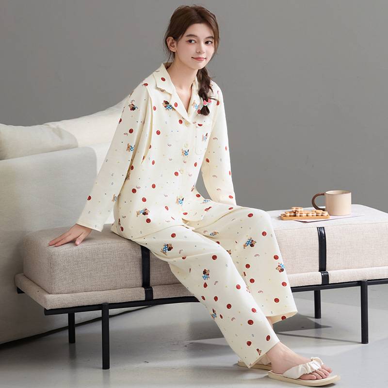 专柜品牌纯棉爽棉月子服长袖长裤套装春秋产后哺乳睡衣隐形喂奶口