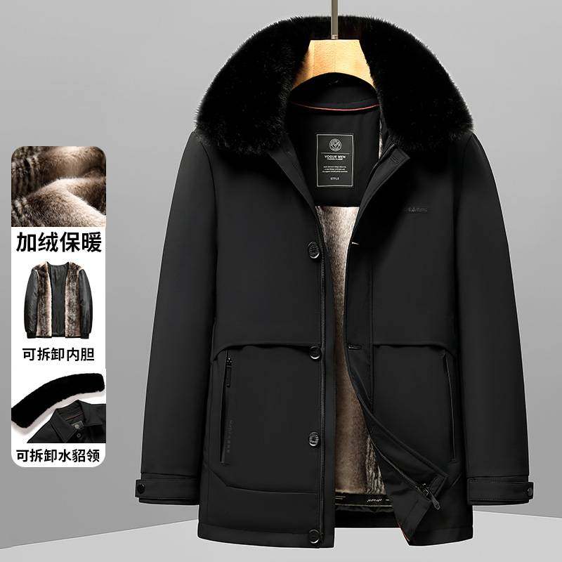 专柜品牌男式棉服秋冬款一衣三穿脱卸仿水貂领休闲脱卸内胆中年男,男装,皮草,淘宝优惠券,粉丝福利购,淘宝优惠卷
