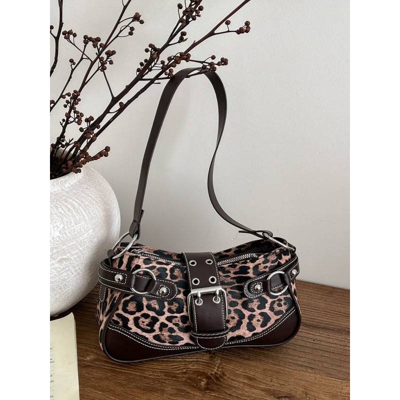 专柜品牌复古皮带扣豹纹气质单肩2025秋冬新款时尚铆钉大容量休闲,箱包皮具/热销女包/男包,腋下包,淘宝优惠券,粉丝福利购,淘宝优惠卷