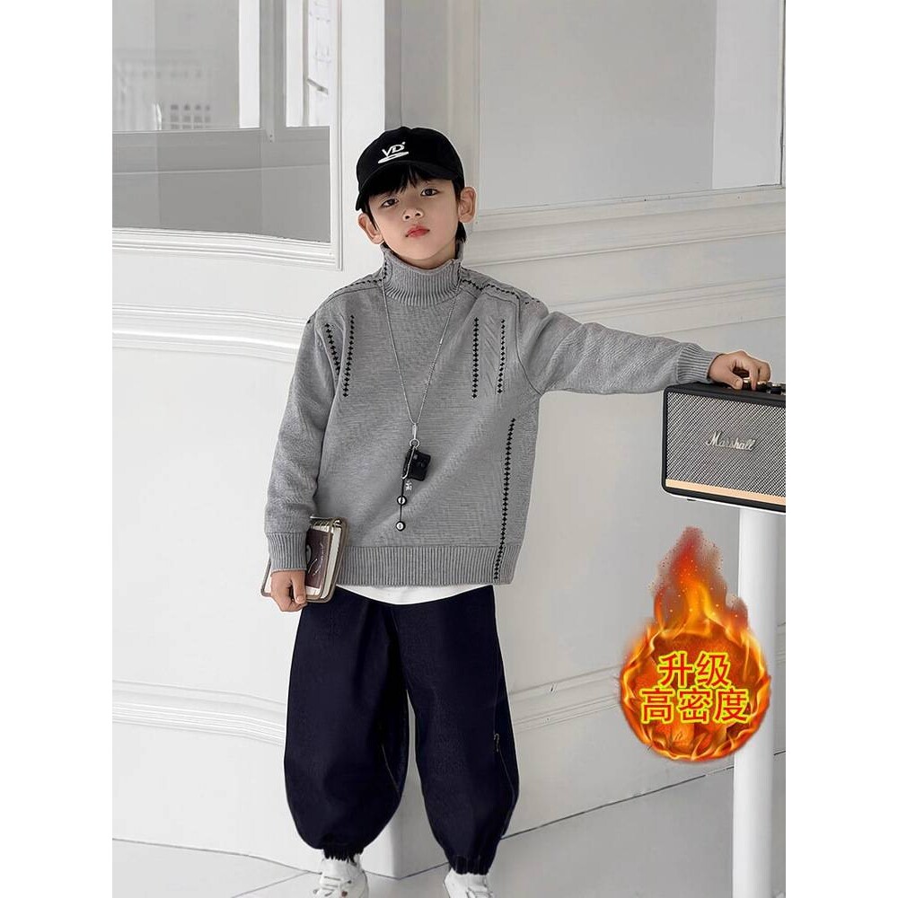 专柜品牌男童毛衣秋冬洋气儿童半高领内搭针织衫冬装中大童休闲洋