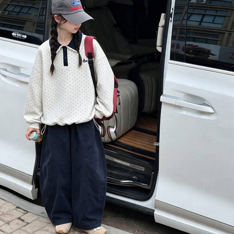 专柜品牌女童卫衣套装2026新款儿童韩版波点polo衫上衣中大童休闲