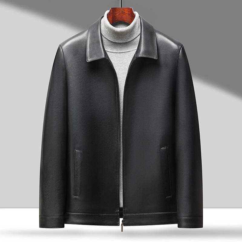专柜品牌男式真皮皮衣秋冬翻领拉链版脱卸羽绒内胆青年高端商务绵
