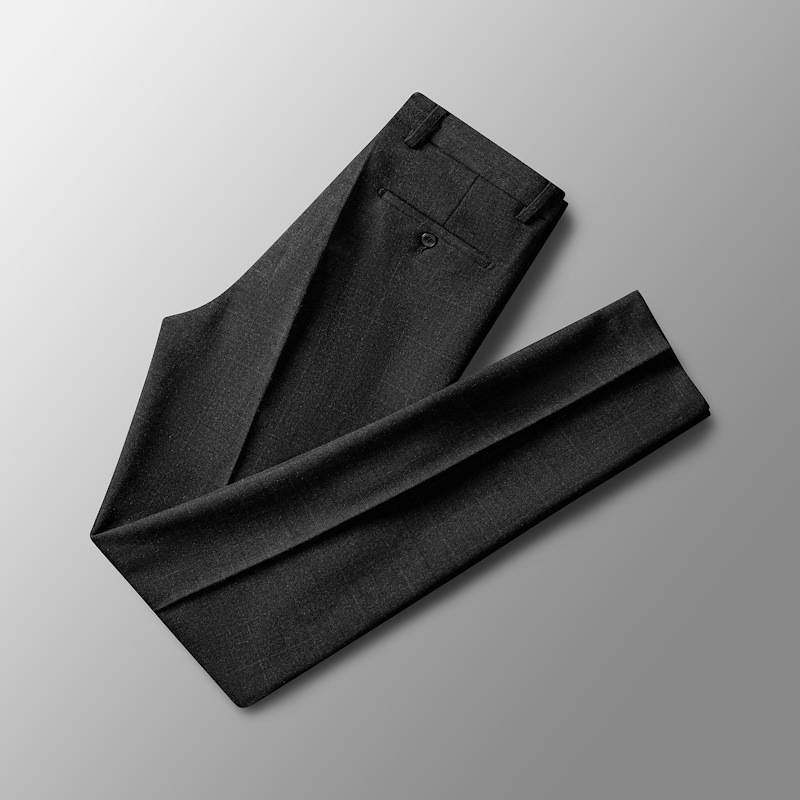 专柜品牌男式休闲裤2025秋冬直筒版格纹中腰西装裤中青年弹力免烫