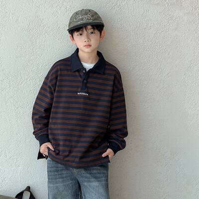 专柜品牌男童POLO衫卫衣春秋款2026新款中大儿童秋装打底衫男孩秋