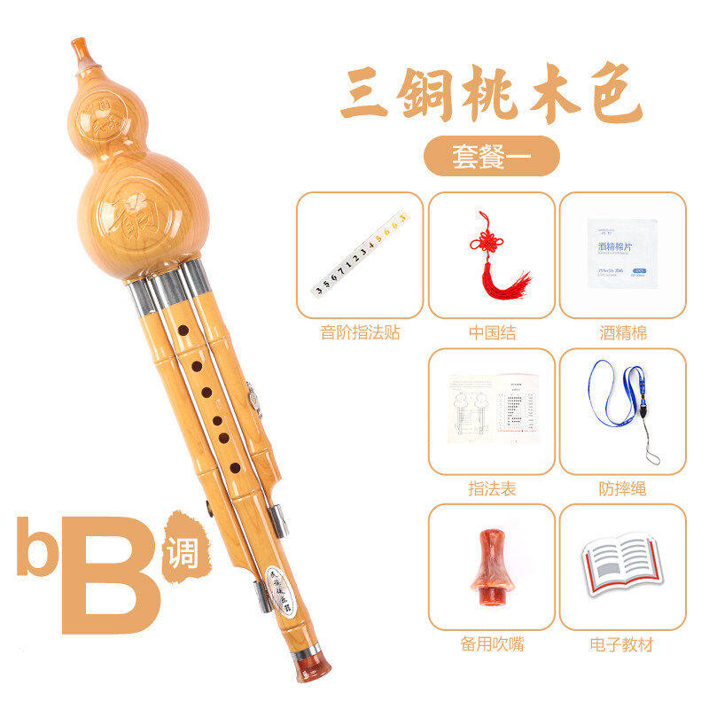 葫芦丝乐器初学者c调降b调小学生儿童专用七/7孔防摔胡芦丝三铜桃