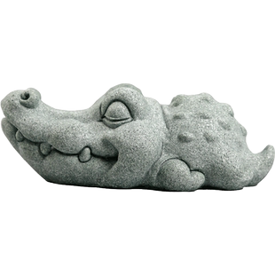 青砂石草原动物茶宠摆件桌面鱼缸造景新中式创意水牛鳄鱼大象河马