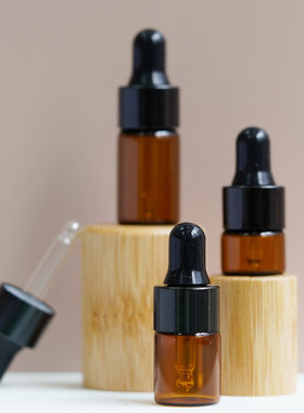 多特瑞精油适用1ml2ml3ml迷你精油分装瓶茶色玻璃电化铝盖滴管瓶