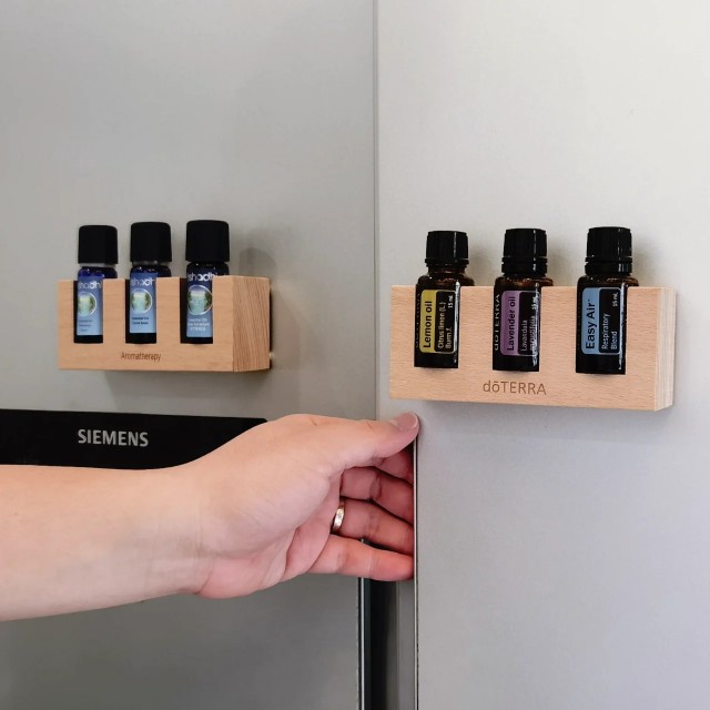 榉木磁吸冰箱贴精油收纳展示架