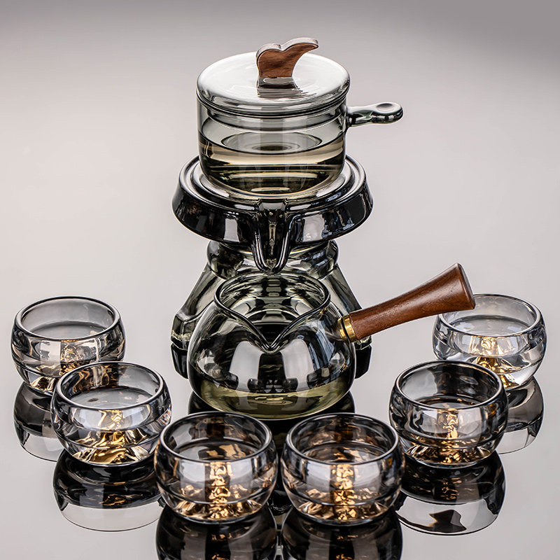 2025新款玻璃自动茶具套装用高档石磨旋转懒人泡茶神器功夫茶杯,餐饮具,整套茶具,淘宝优惠券,粉丝福利购,淘宝优惠卷