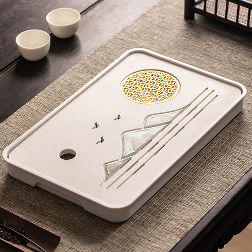 泥徒新中式长方形陶瓷茶盘