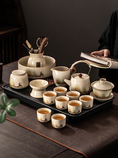 轻奢茶具一套家用陶瓷功夫茶杯盖碗茶盘2025新款汝窑高档茶壶