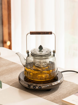 耐热玻璃提梁壶蒸煮茶壶家用电陶炉加热烧水壶泡茶壶茶具煮茶套装