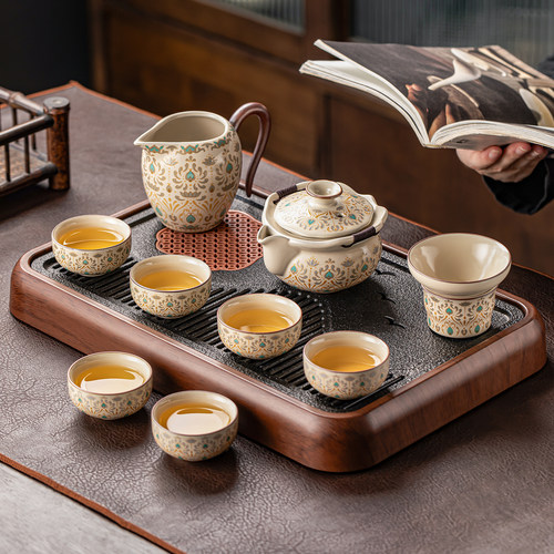 米黄汝窑功夫茶具套装家用