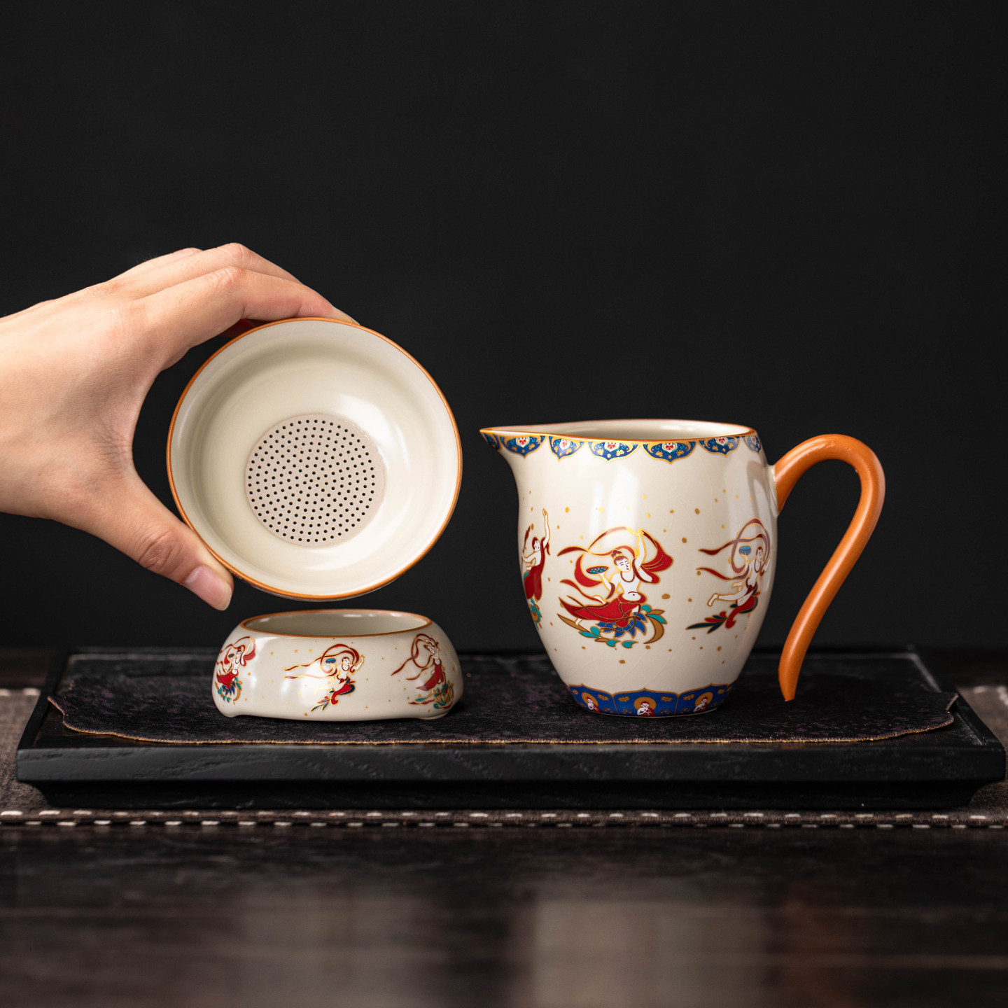 汝窑漠上飞琼公杯茶漏家用轻奢陶瓷茶渣过滤器功夫茶具茶海分茶器